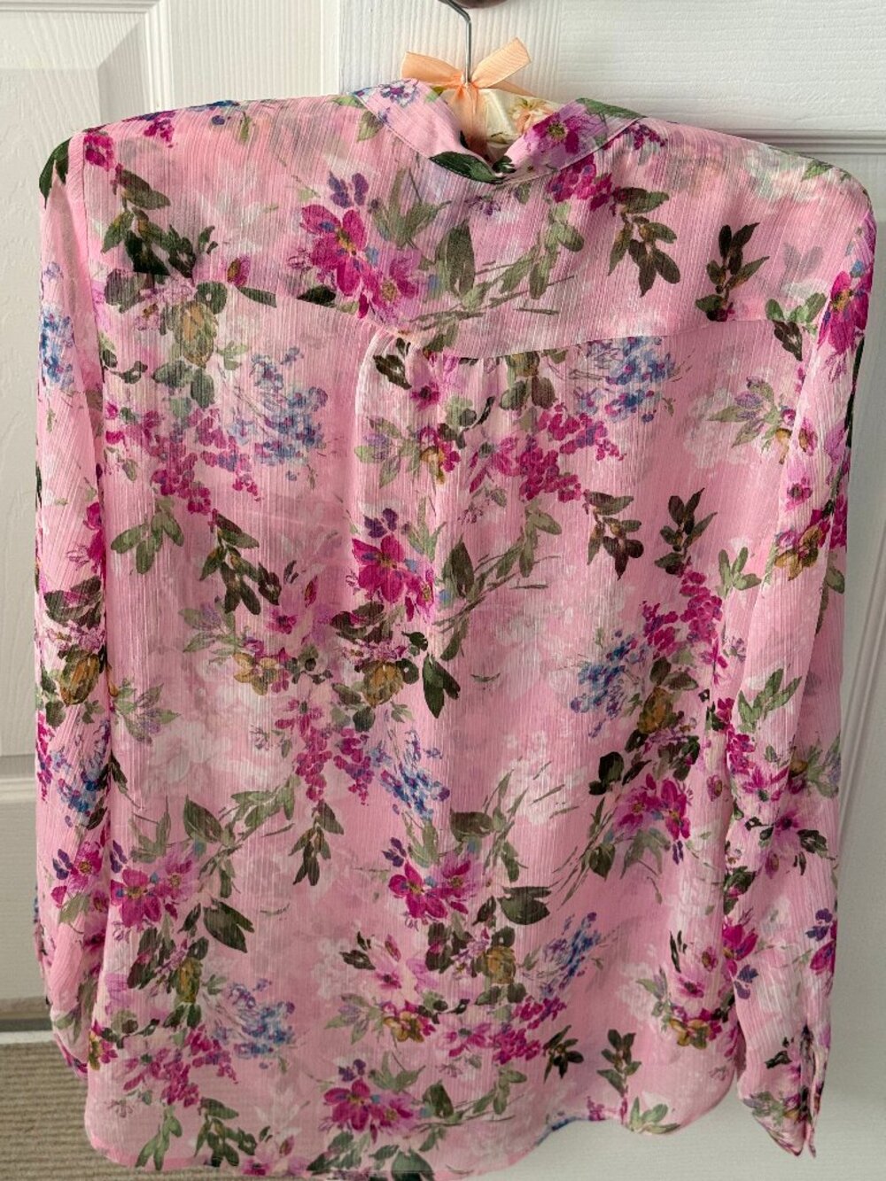 KUT from the Kloth Jasmine Chiffon Button-Up Shirt, QUARTU-LIGHT PINK - Picture 3 of 4